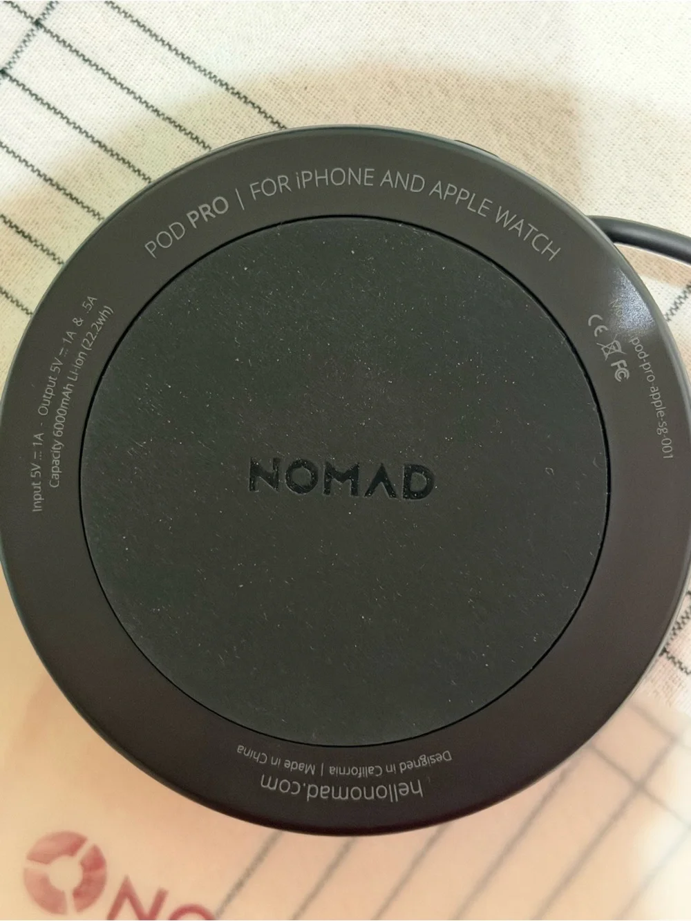Nomad Pod Pro Wireless Charging Puck in Silver Gray